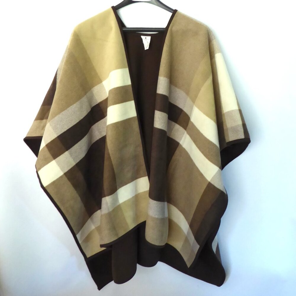 NEW WOMENS REVERSIBLE FASHION WINTER WRAP WOOLRICH BRAND BROWN & PLAID (ONE SIZE